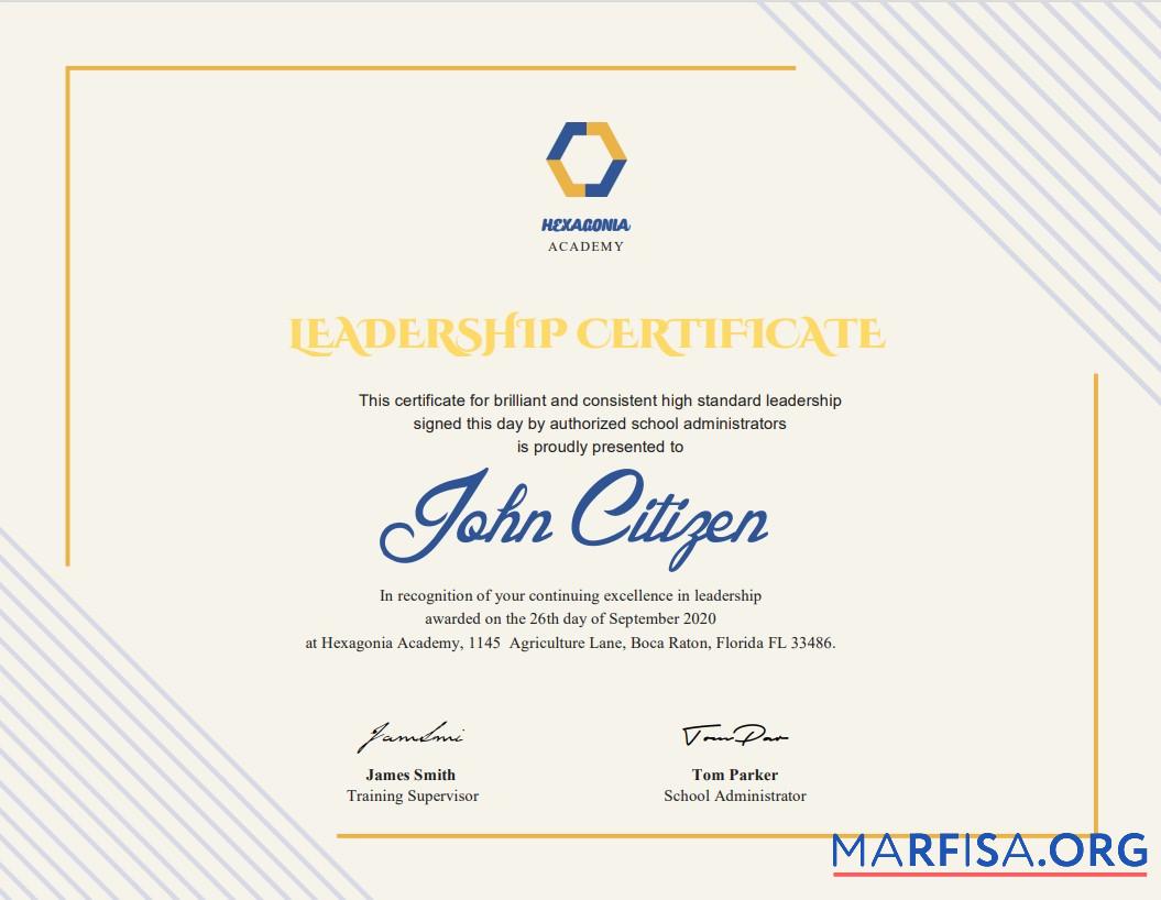 Blank USA Leadership cert template